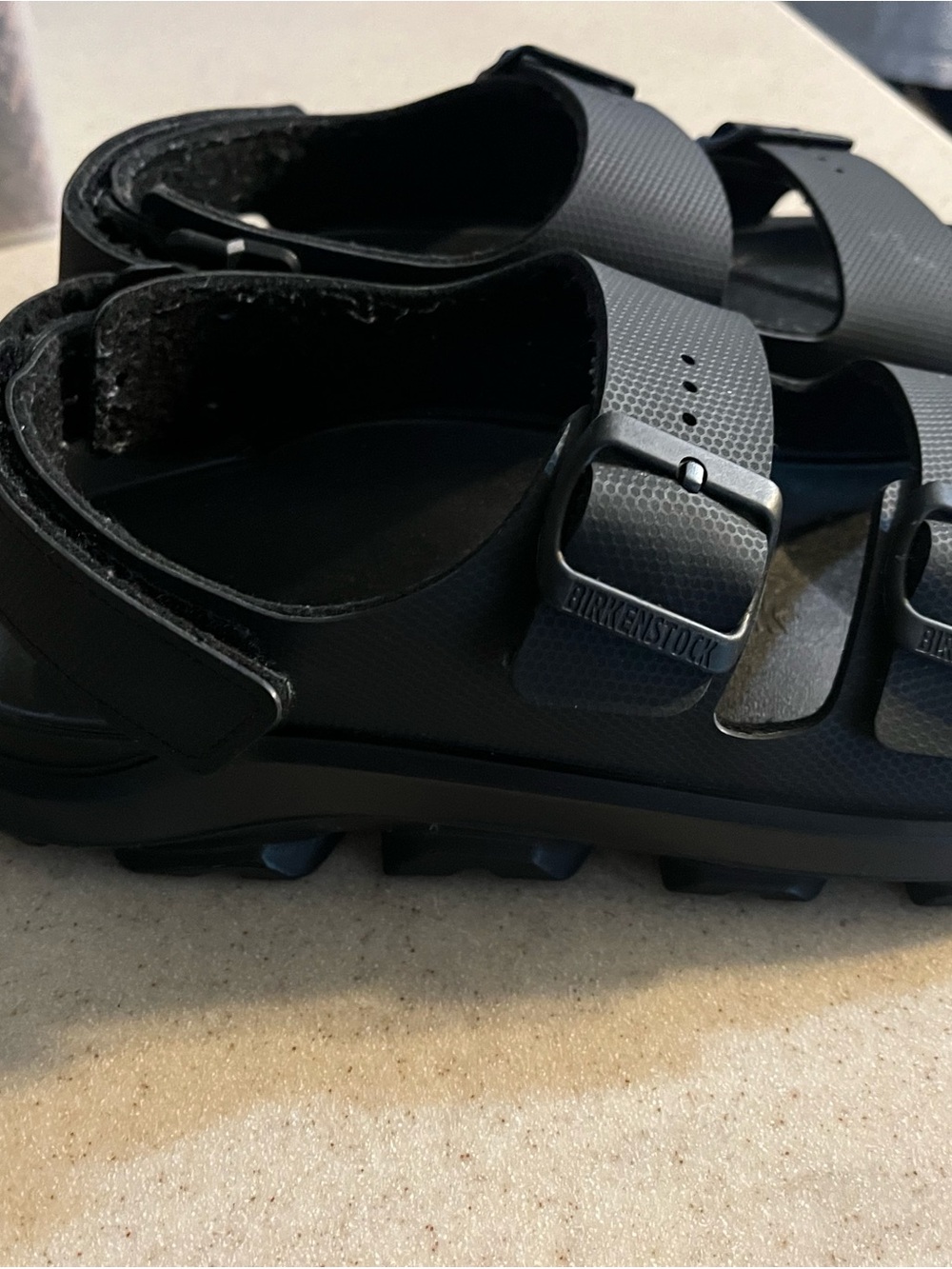 Mens Black Adjustable Double-Strap Comfort Birkenstock Sandals - Picture 2 of 5